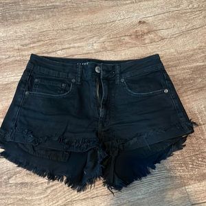 Black denim shorts